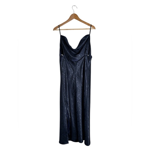 Lulus You're My Type Midnight Blue Satin Jacquard Midi Slip Dress XL - Picture 9 of 15
